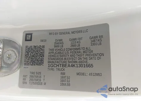 2019 Chevrolet Colorado Wt из США, поврежденный, VIN 1GCHTBEA4K1301665